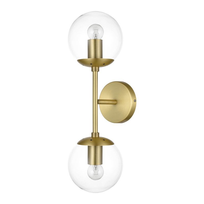Cournoyer 2-Light Dimmable Wallchiere George Oliver Shade Color: Clear Finish: Brushed Brass
