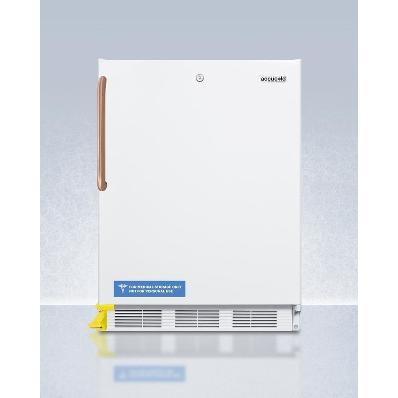 Summit FF7LWBITBCSTOADA Ada Compliant Built-In Undercounter All-Refrigerator For General Purpose Or Commercial Use, With Pure Copper Handle, Step-To-Open Foot Pedal, Lock, Auto Defrost Operation, And White Exterior