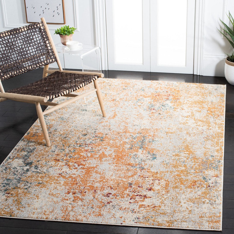 Besfort Abstract Ivory/Orange Area Rug Wade Logan Rug Size: Rectangle 2’2″ x 4′