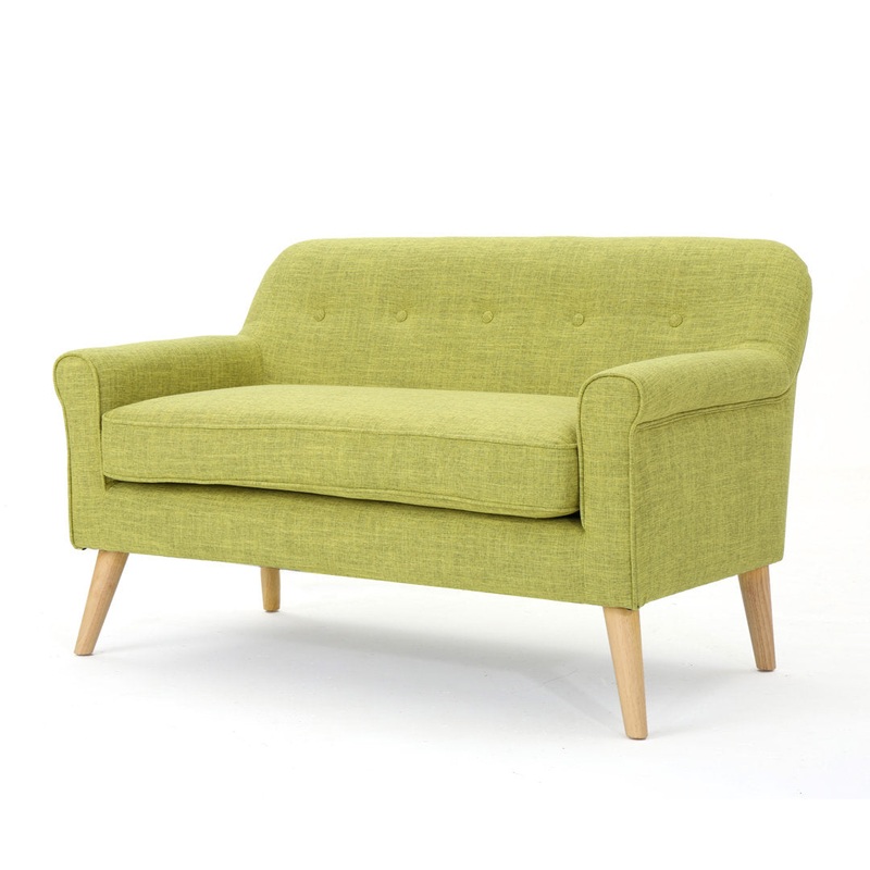 Deby 49.75″ Flared Arm Loveseat George Oliver Upholstery Color: Muted Green Polyester