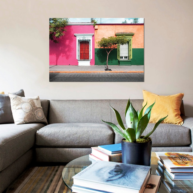Viva Mexico! Series: Mexican Colorful Facades’ Photographic Print on Canvas East Urban Home Mat Color: No Mat Size: 40″ H x 60″ W x 1.5″ D Format: Wrapped Canvas