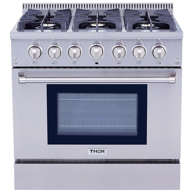Thor Kitchen HRG3618ULP 36 Inch Professional Liquid Propane Gas Range In Stainless Steel
