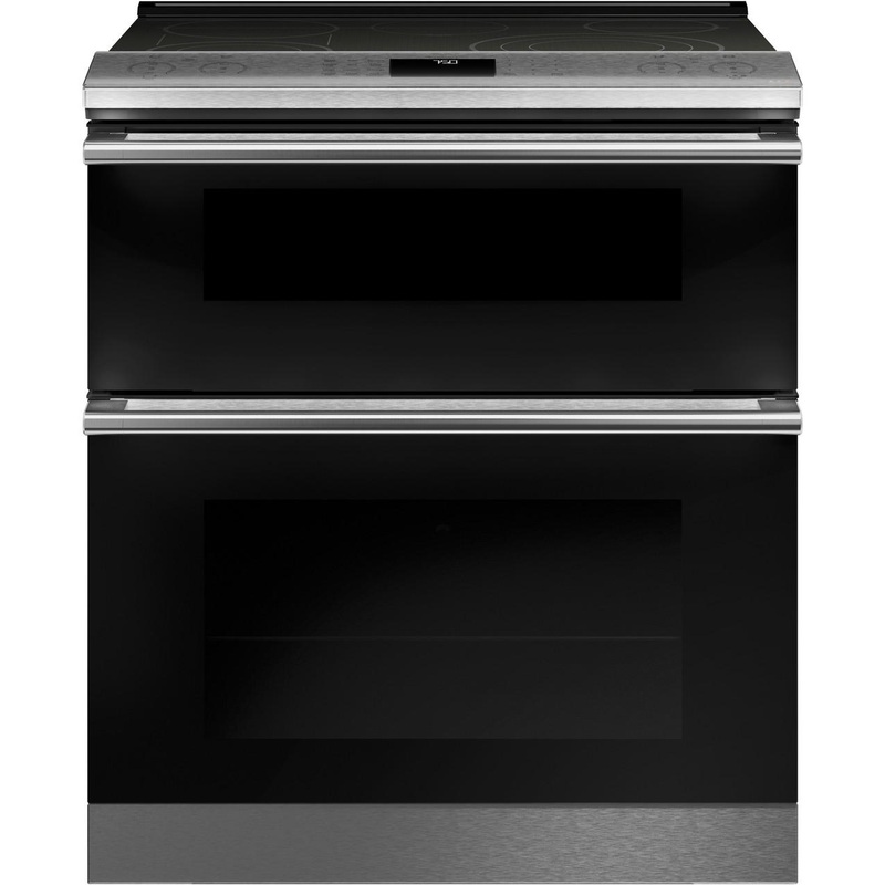 Caf(eback) 30″ Smart Slide-In, Front-Control, Radiant and Convection Double-Oven Range in Platinum Glass