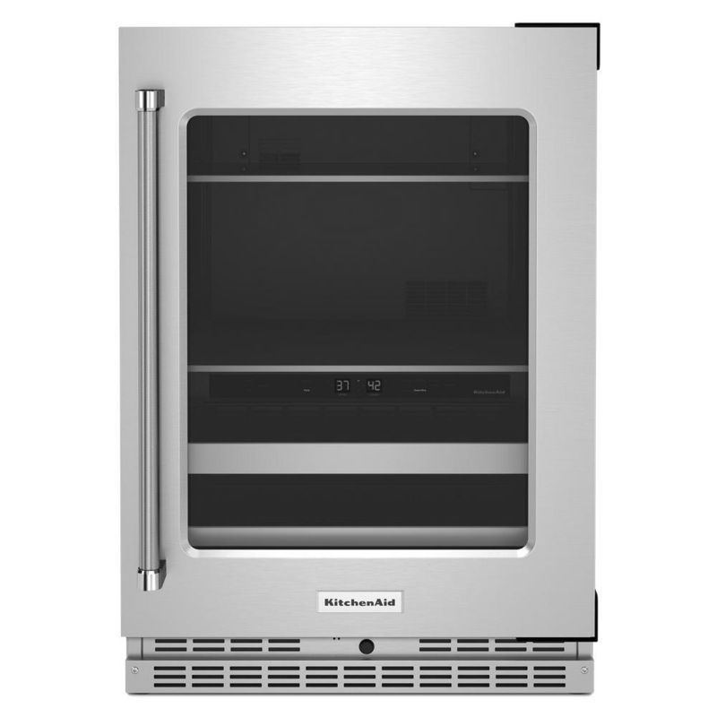 Kitchenaid KUBR314KSS 24″ Beverage Center with Glass Door and Metal-Front Racks