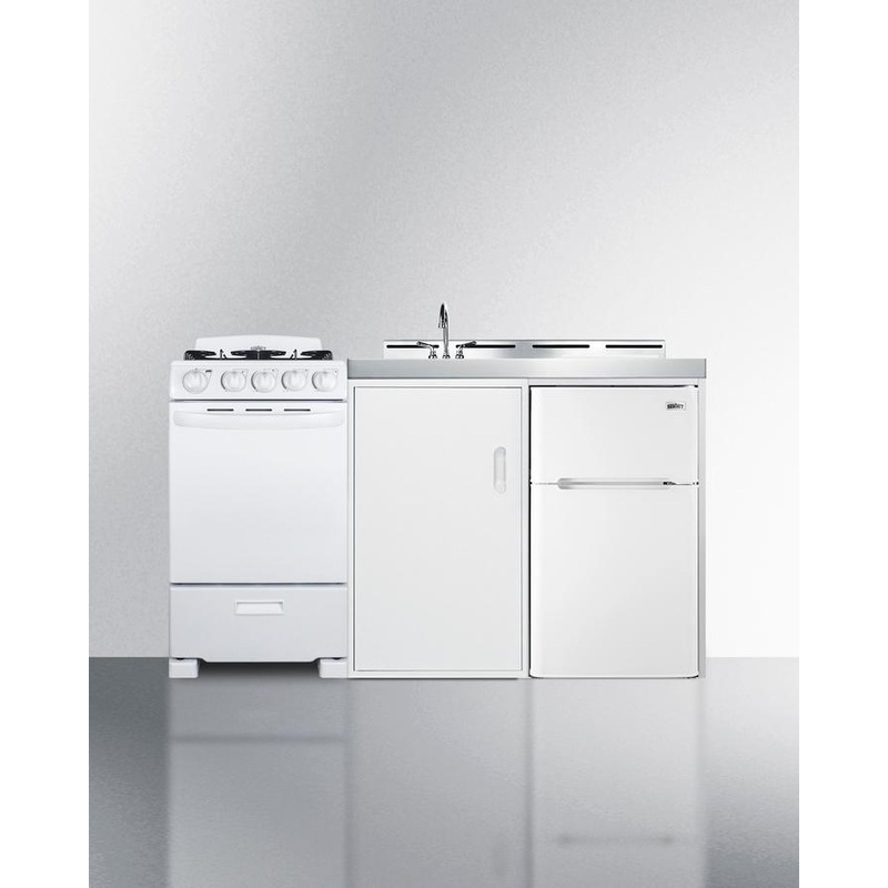 Summit ACK60GASW 60″ Wide All-in-one Kitchenette With Gas Range
