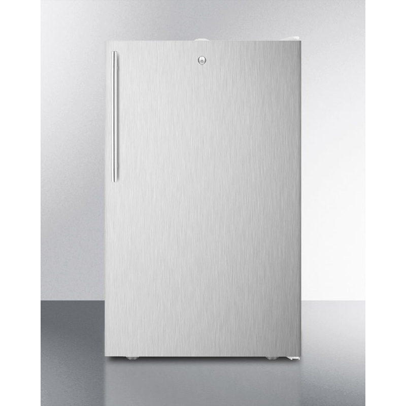 Summit FF511LBI7SSHV Commercially Listed 20″ Wide Built-In Undercounter All-Refrigerator, Auto Defrost With A Lock, Stainless Steel Door, Thin Handle And White Cabinet