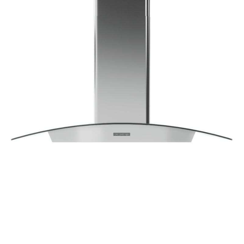 Zephyr BMIE36CG Brisas Curved Glass Chim. Wall, 36″ G, 600 CFM, ACT, LED