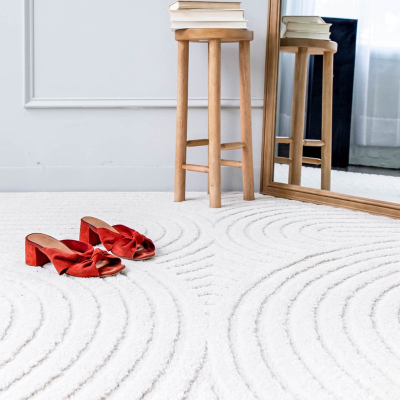 Ayjah Cream Modern Geometric Area Rug Wade Logan Rug Size: Rectangle 7’10” x 10′