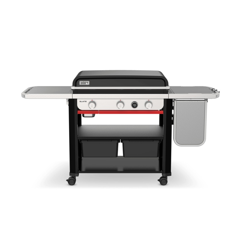 Weber 1500013 Slate 30″ Rust-Resistant Griddle With Extendable Side Table – Black