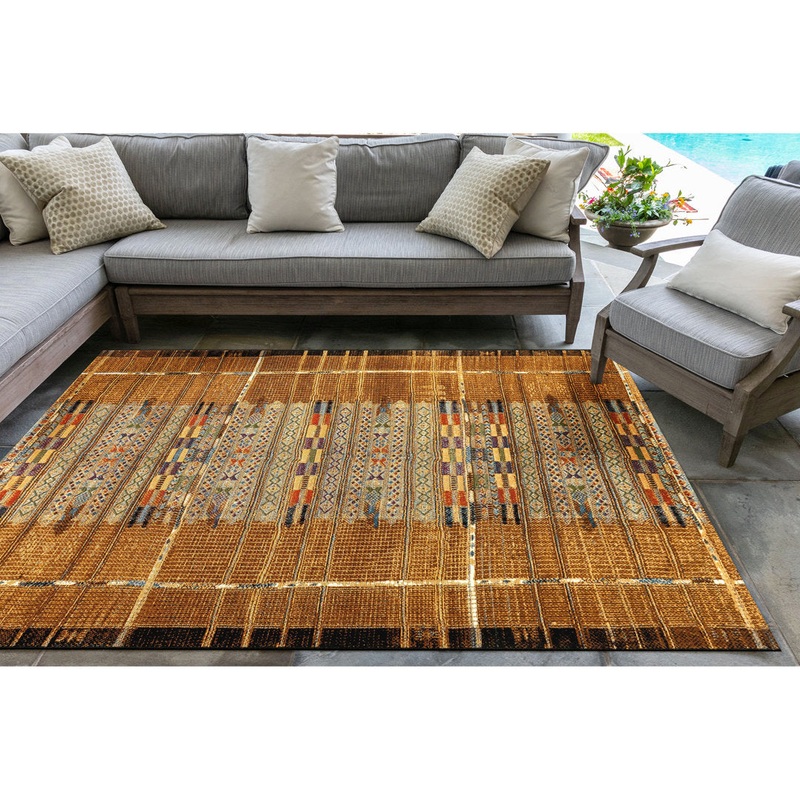 Augustus Southwestern Flatweave Gold Indoor/Outdoor Area Rug Mistana Rug Size: Rectangle 7’10” x 9’10”