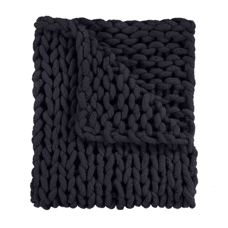Chenille Knitted Chenille Throw Donna Sharp Color: Black