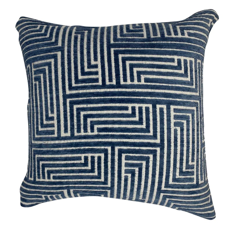 Blue Maze Geometric Reversible Throw Pillow-18″x18″