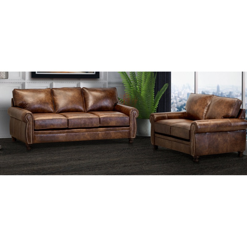 Eddahbi Brown Top Grain Leather Sofa And Loveseat Charlton Home