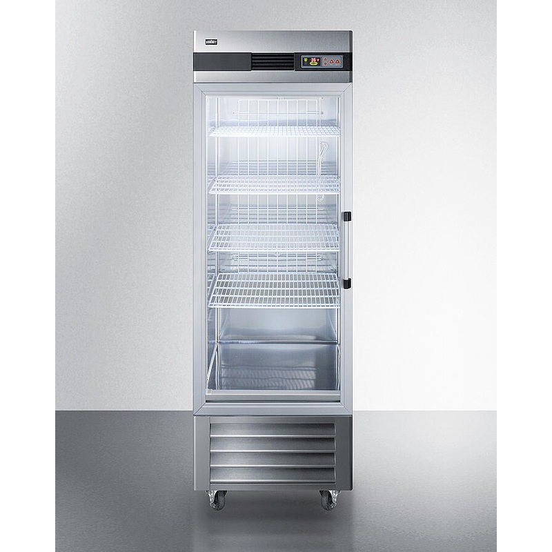 Summit SCR23SSGLH 23 Cu.Ft. Commercial Reach-In Refrigerator In Complete Stainless Steel With Glass Door And Left Hand Door Swing
