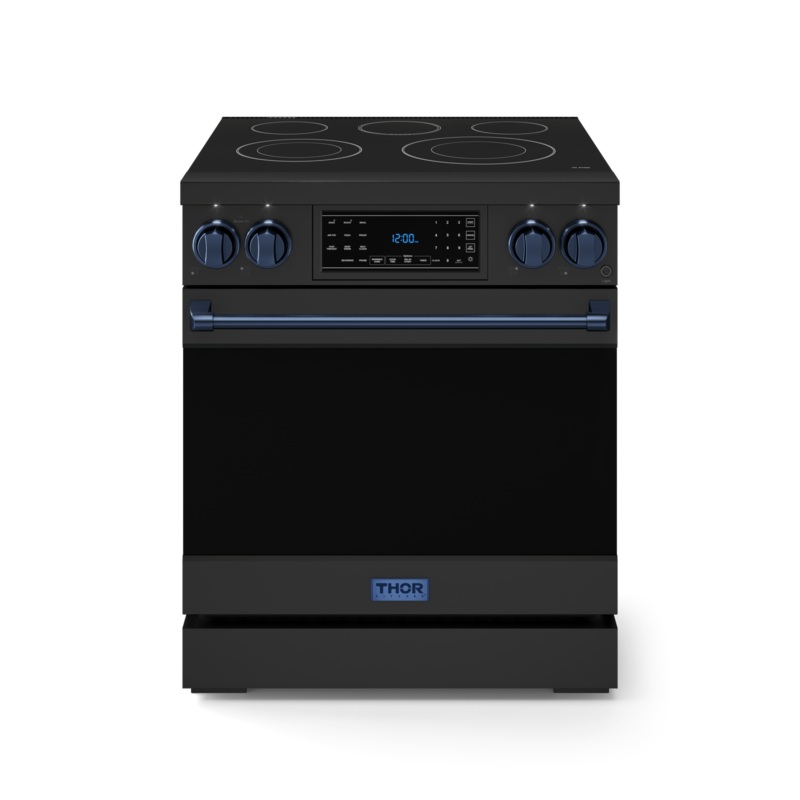 Thor Kitchen RSE30BBLU 30 Inch Professional Electric Range With Tilt Panel Touch Control In Black/Navy Blue Gordon Ramsay Series – Rse30B-Blu