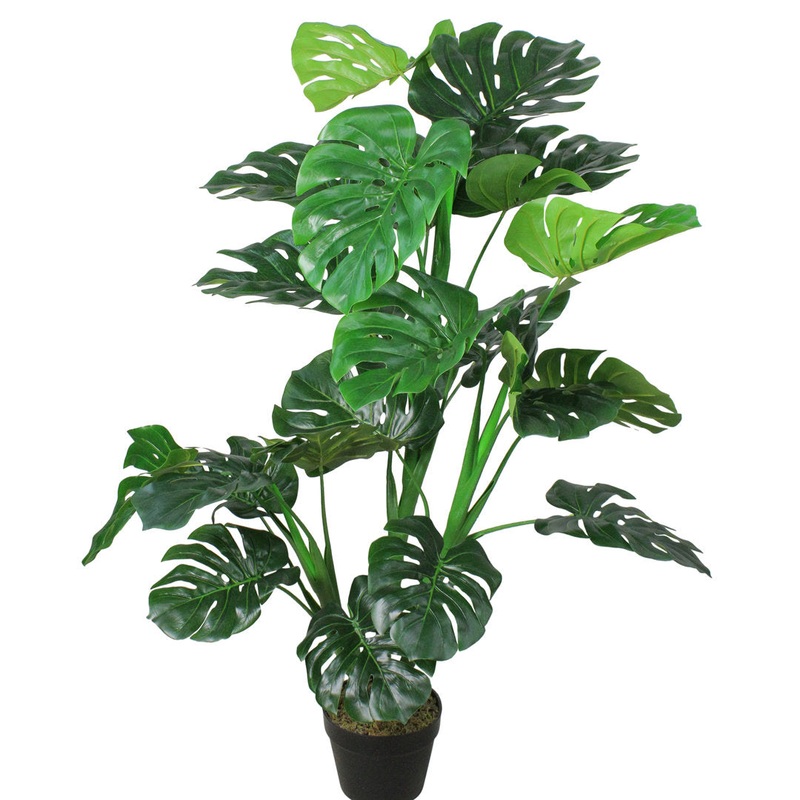 4′ Green Artificial Monstera Plant in Pot Northlight Seasonal