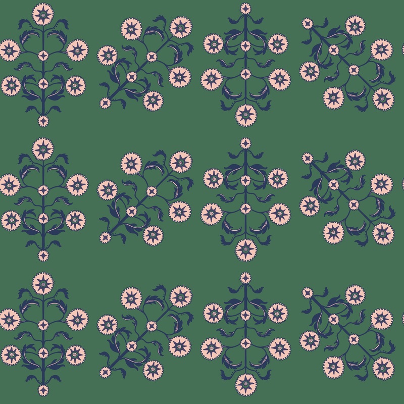 Block Print Floral Wallpaper