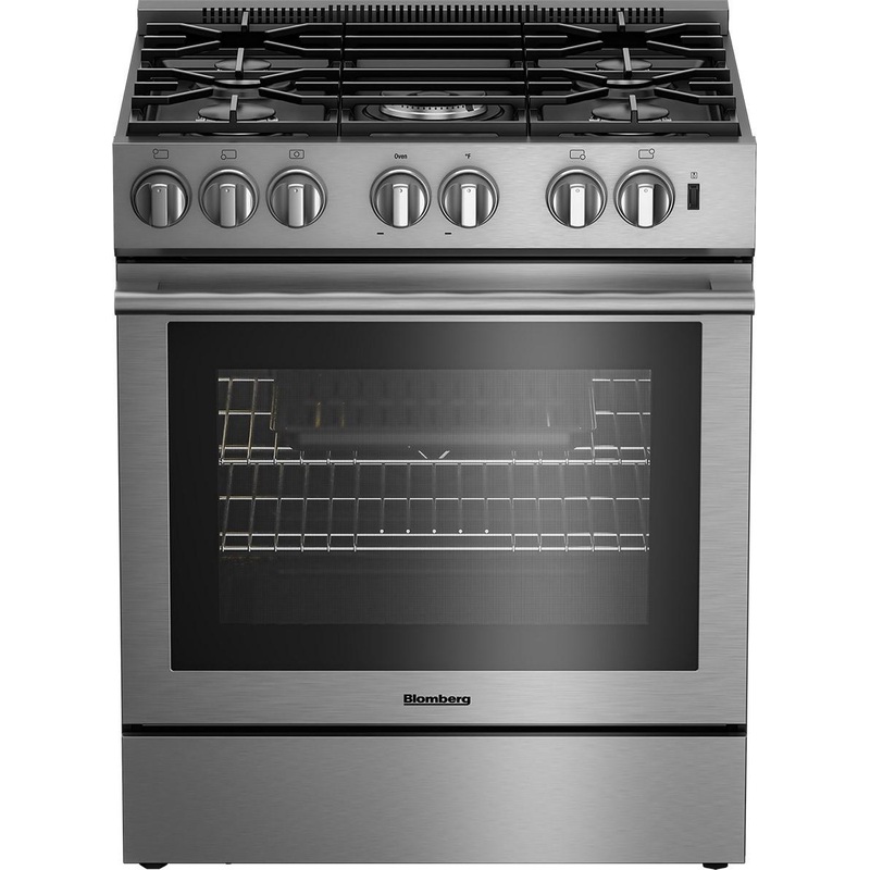Blomberg Appliances BDF30522SS 30In Dual Fuel 5 Burner Range With 5.7 Cu Ft Self Clean Oven, Slide-In Style