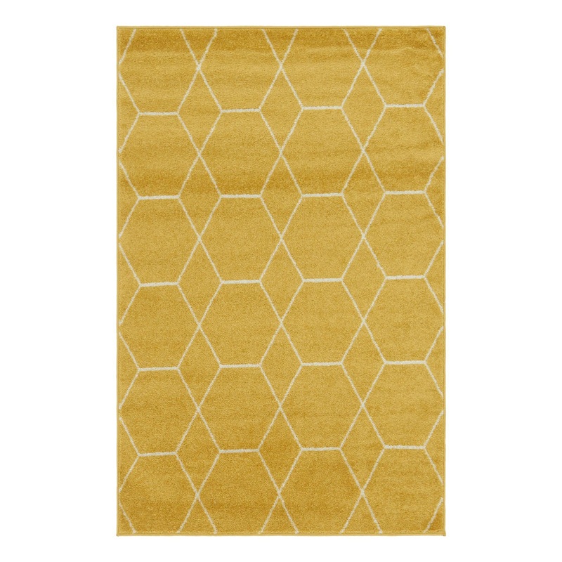 Debrodie Geometric Yellow Area Rug George Oliver Rug Size: Rectangle 7’1″ x 10′