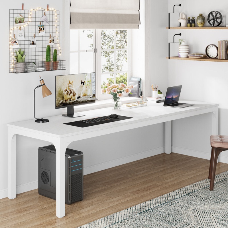 Alyzia 78.8” W Rectangle Computer Desk 17 Stories Color (Top/Frame): White