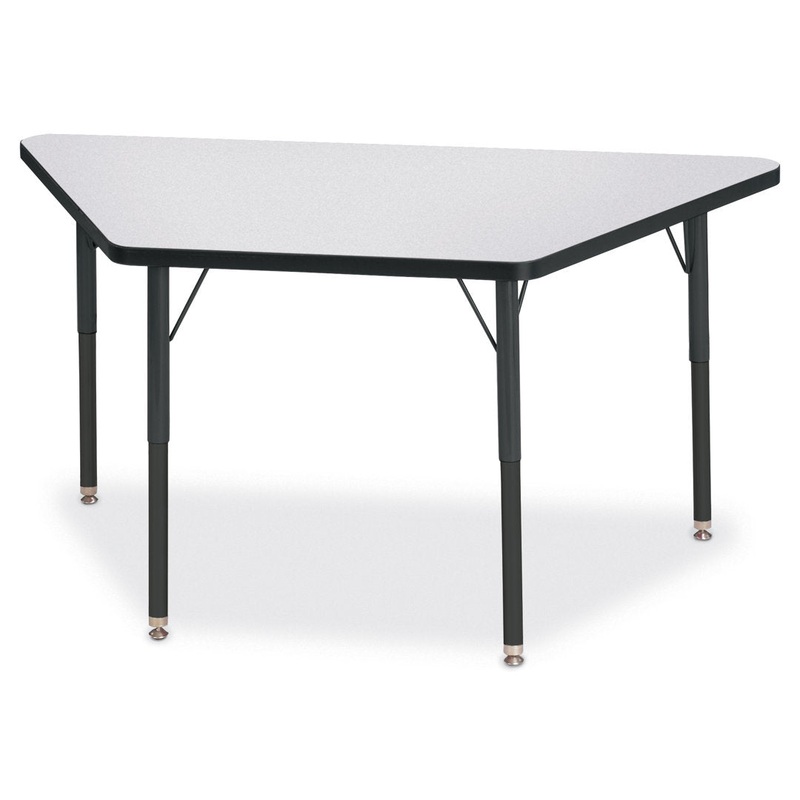 Berries Trapezoid Activity Tables Jonti-Craft Size: 28″ W x 48″ D (Adult size: 24″ – 31″ H) Side Finish: Gray with Black Ridgeline Band