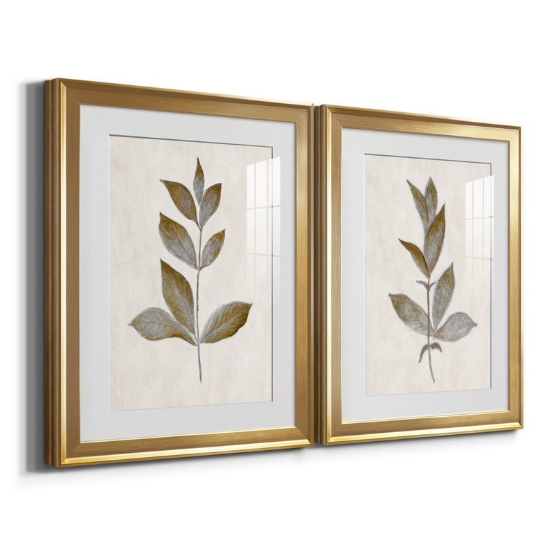 Bronze Leaf I – 2 Piece Print Set (Set of 2) Laurel Foundry Modern Farmhouse Mat Color: White Size: 18.5″ H x 49″ W x 1.5″ D Format: Gold Framed Paper