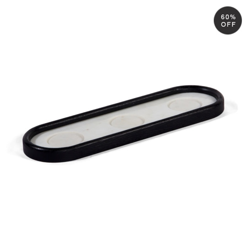 Modern Oak & Marble Votive Stand