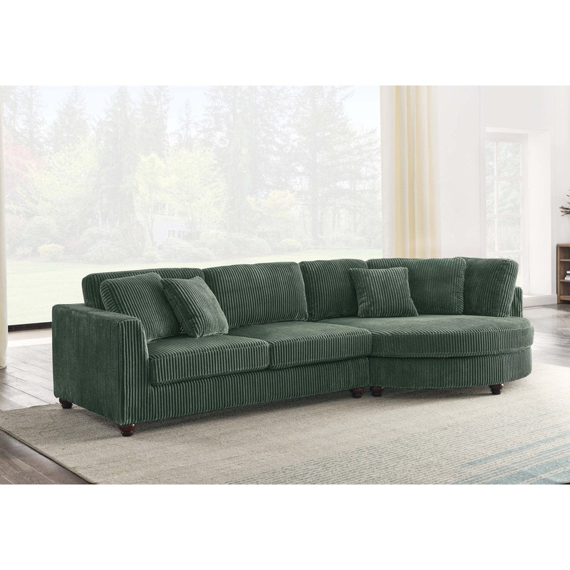 Atossa 123.5″ Wide Sofa & Chaise Wade Logan Upholstery Color: Dark Green Orientation: Right Hand Facing