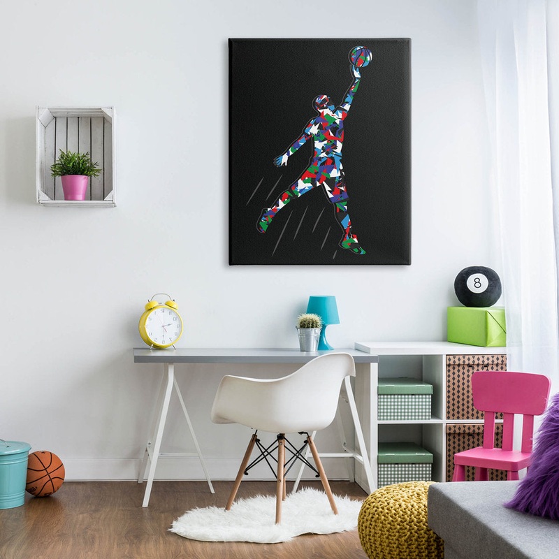 Basketball Player Abstract Pattern Canvas Wall Art By Arrolynn Weiderhold Stupell Industries Size: 48″ H x 36″ W x 1.5″D