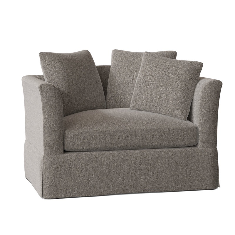 Charlene 50″ Wide Armchair Highland Dunes Body Fabric: Sugarshack Gray Flannel, Throw Pillow Fabric: Fine Line Jungle