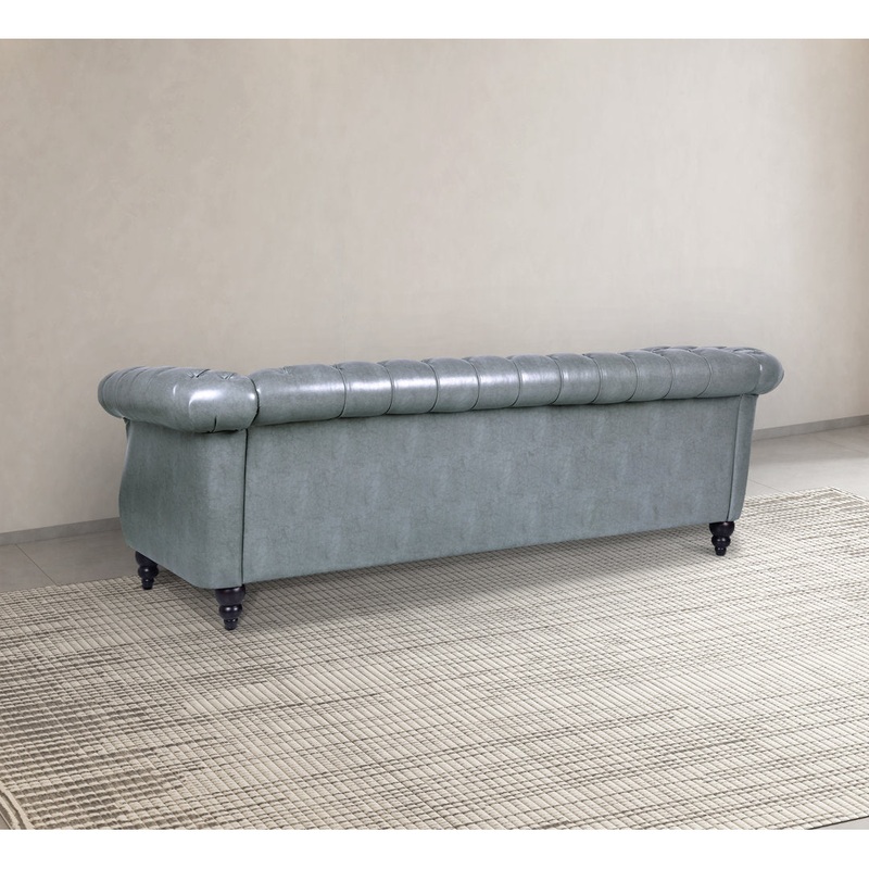 Chesterfield Button Tufted Backrest Multi-seat Upholstered Sofa Canora Grey Fabric: Gray Faux Leather