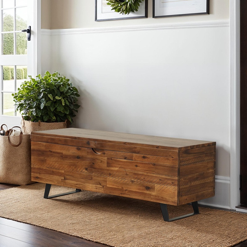 Coburn Wood Flip Top Storage Bench Steelside