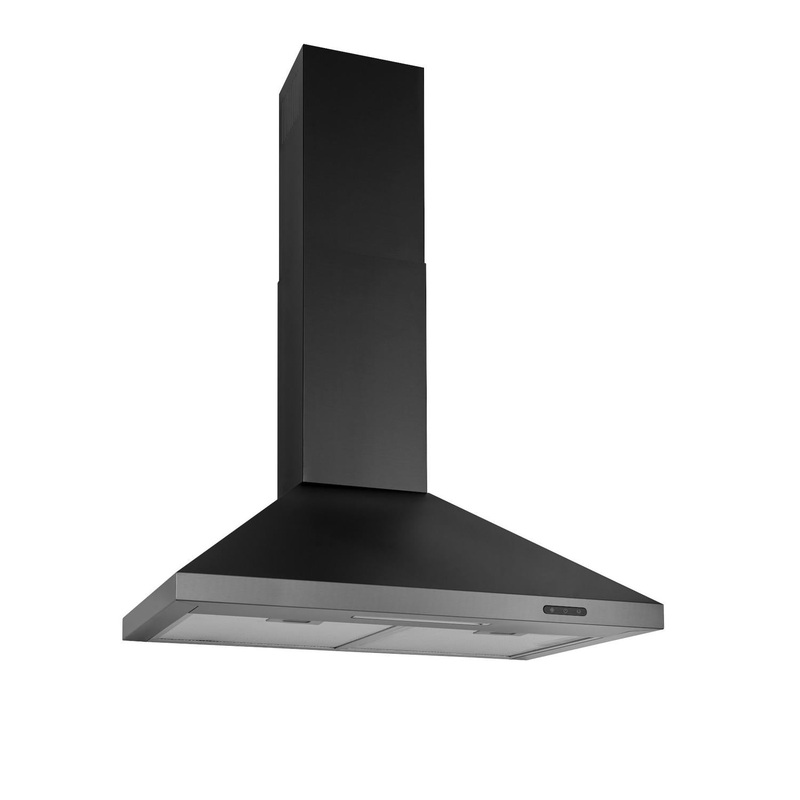 EW4830BLS Broan Elite EW48 Series 30-Inch Pyramidal Chimney Range Hood, 460 Max Blower CFM, Black Stainless Steel