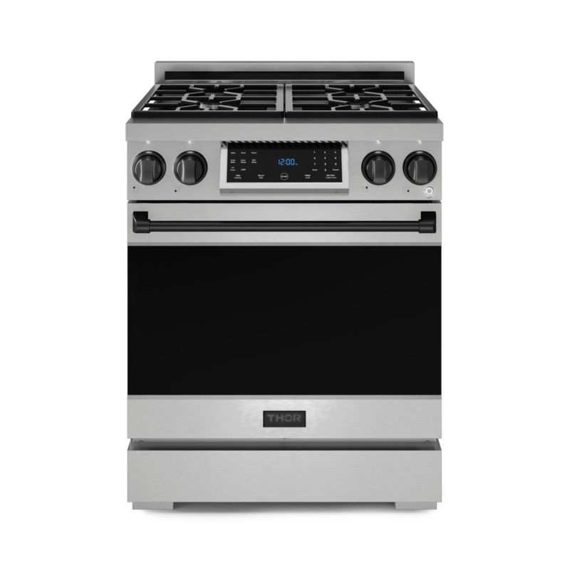 Thor Kitchen RSG30BLK 30 Inch Professional Gas Range With Tilt Panel Touch Control In Stainless Steel/Black Gordon Ramsay Series – Rsg30-Blk