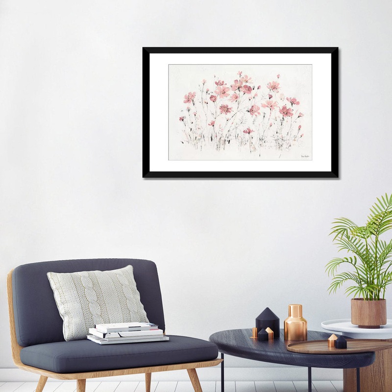 Wildflowers Pink I’ Print on Canvas East Urban Home Mat Color: White Size: 24″ H x 32″ W x 1″ D Format: Black Framed Fine Art Paper