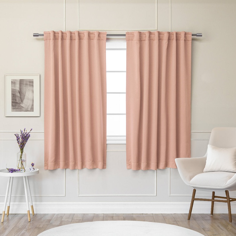 Bantam Solid Blackout Thermal Rod Pocket Curtain Panels (Set of 2) Ebern Designs Curtain Color: Blush Size per Panel: 52″ W x 63″ L
