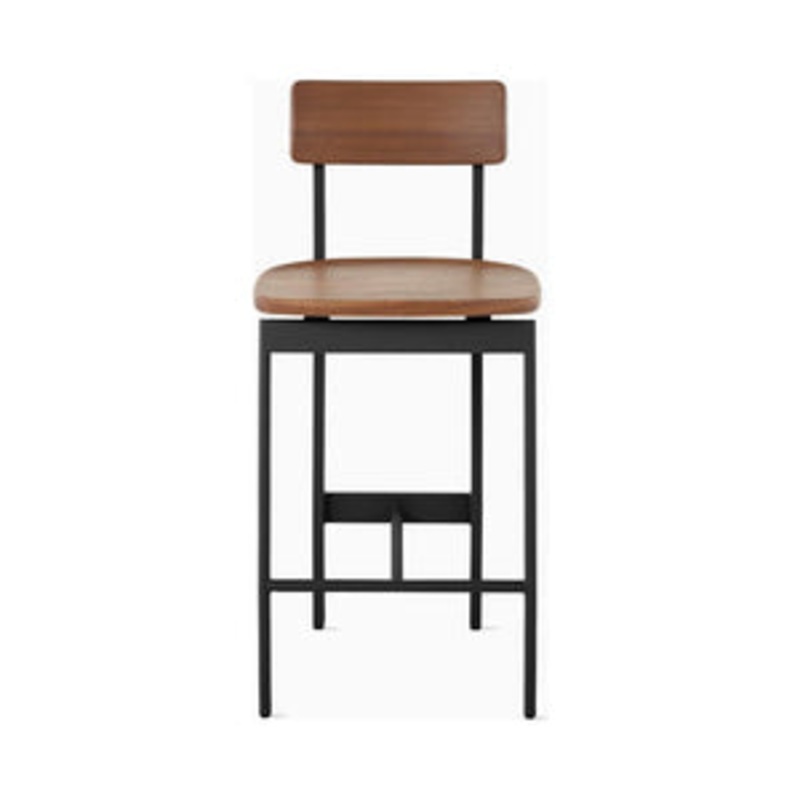 Betwixt Stool, Counter, Walnut Seat & Back, Black Frame