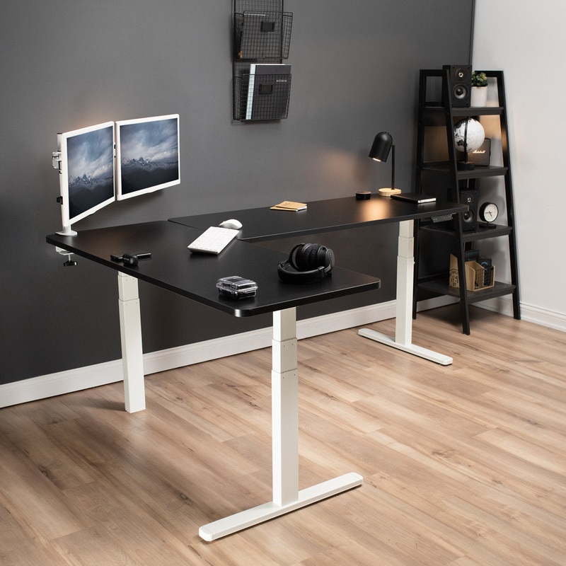Electric 83″ x 60″ Stand Up Corner Desk Vivo Color (Top/Frame): Black/White