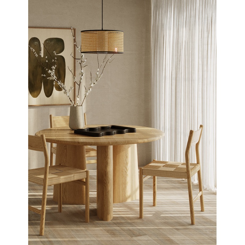 Elegant Minimalist Oak Dining Duo