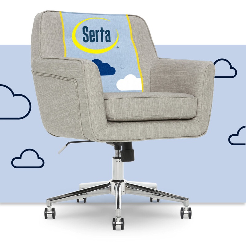Serta Ashland Modern Office Chair, Mid-Back, Quality Memory Foam Cushion, Metal Base Chrome Finish Serta Color: Light Gray