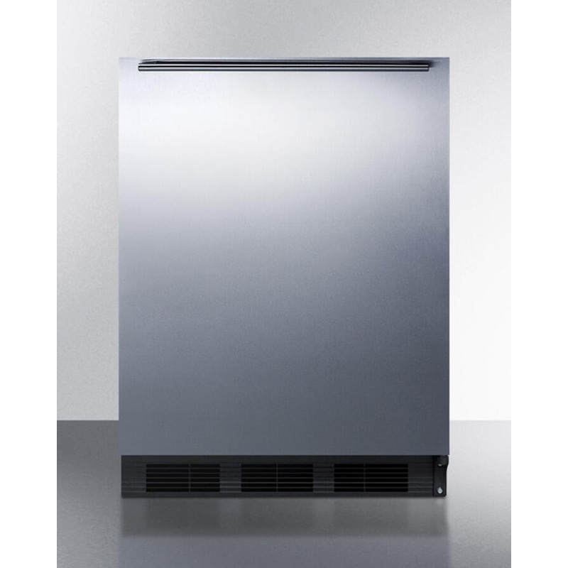 Summit AL752BBISSHH Ada Compliant Built-In Undercounter All-Refrigerator For General Purpose Use, Auto Defrost W/Ss Wrapped Door, Horizontal Handle, And Black Cabinet
