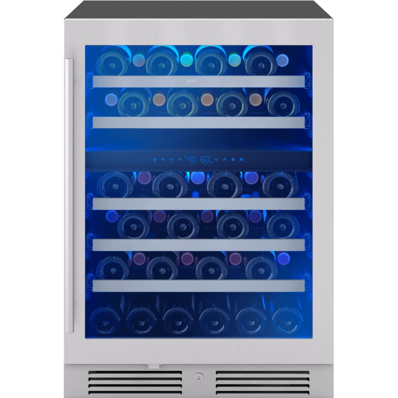 Zephyr PRW24C02CG Presrv Wine Cooler, 24in UC, SS+Gls, Rvs Door, 2Z
