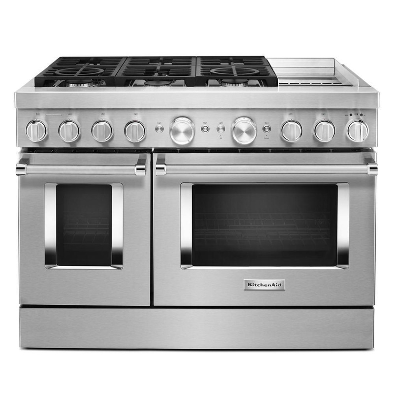 KFDC558JSS KitchenAid 48” Smart Commercial-Style Dual Fuel Range with Griddle