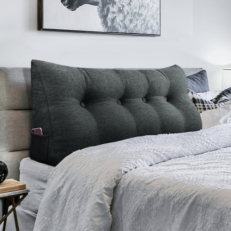 Sit-up Back Comfort Large Triangular Bolster Headboard Reading Wedge Pillow Versatile Bed Rest Positioning Support WOWMAX Color: Anthracite Size: 20″H x 54″W