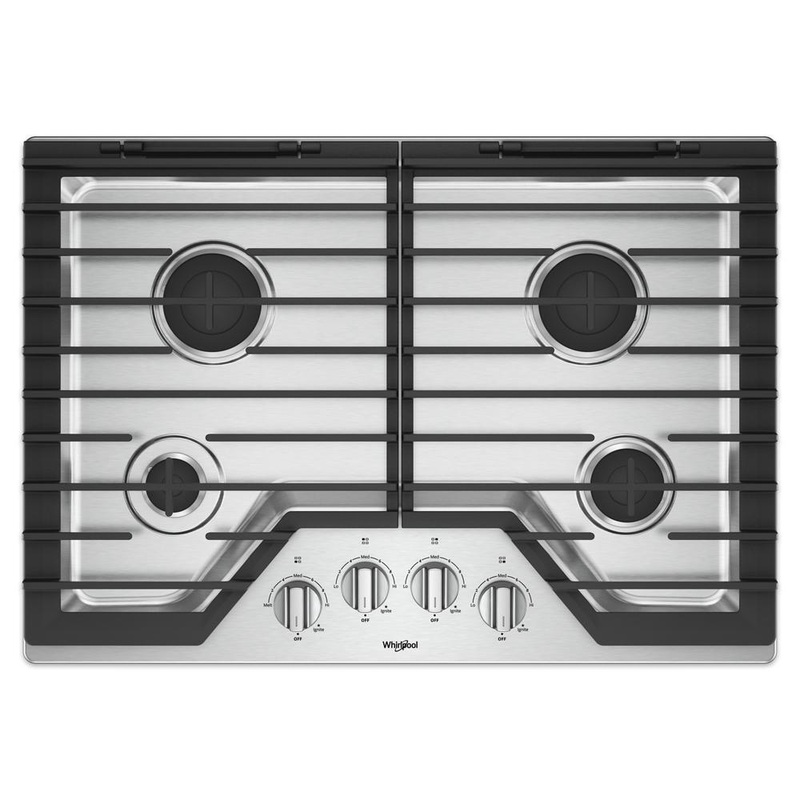 Whirlpool WCG55US0HS 30-inch Gas Cooktop with EZ-2-Lift Hinged Cast-Iron Grates