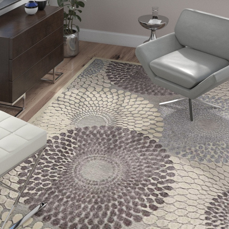 Cangelosi Geometric Gray/Ivory/Brown Area Rug Wade Logan Rug Size: Rectangle 7’9″ x 10’10”