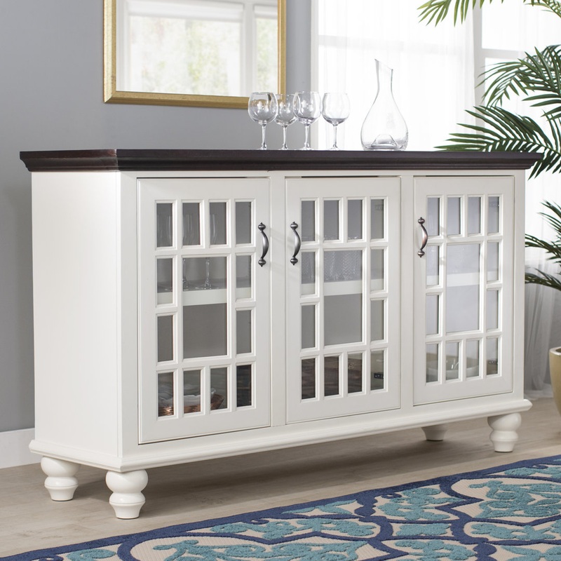 Virginia Solid Wood TV Stand for TVs up to 70″ Bay Isle Home Base Color: Autumn Sage, Top Color: Concord Cherry