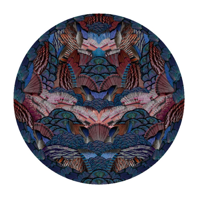 Calligraphy Bird Round Rug