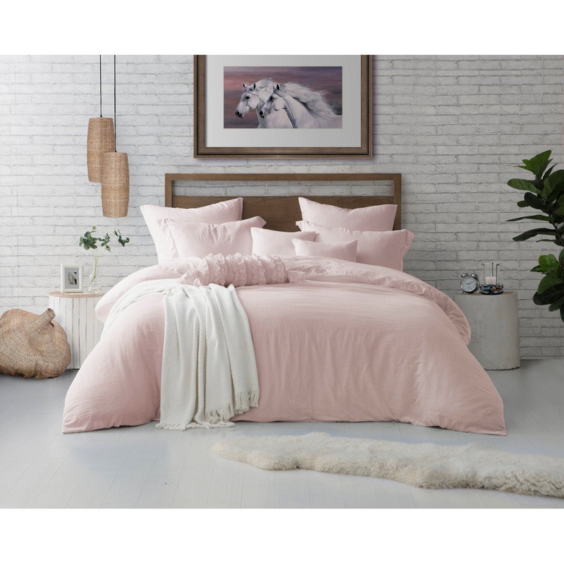 Super Soft Crinkle Washed Microfiber Duvet Cover Set Swift Home Color: Rose Blush Size: Full/Queen Duvet Cover + 2 Pillowcases
