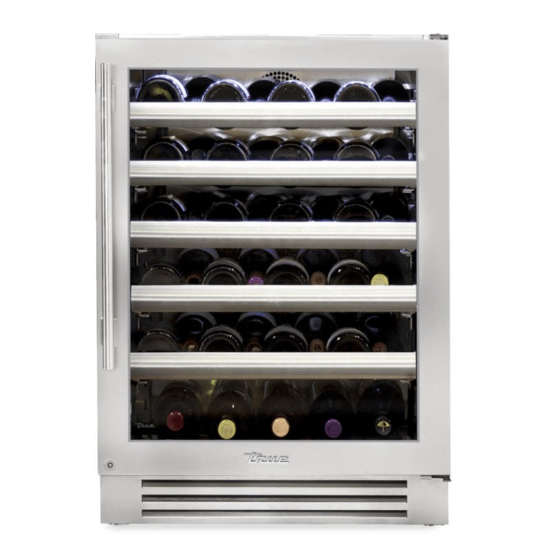 True Residential TWC24RSGC 24 Inch Single Zone Stainless Glass Door Right Hinge Undercounter Wine Cabinet